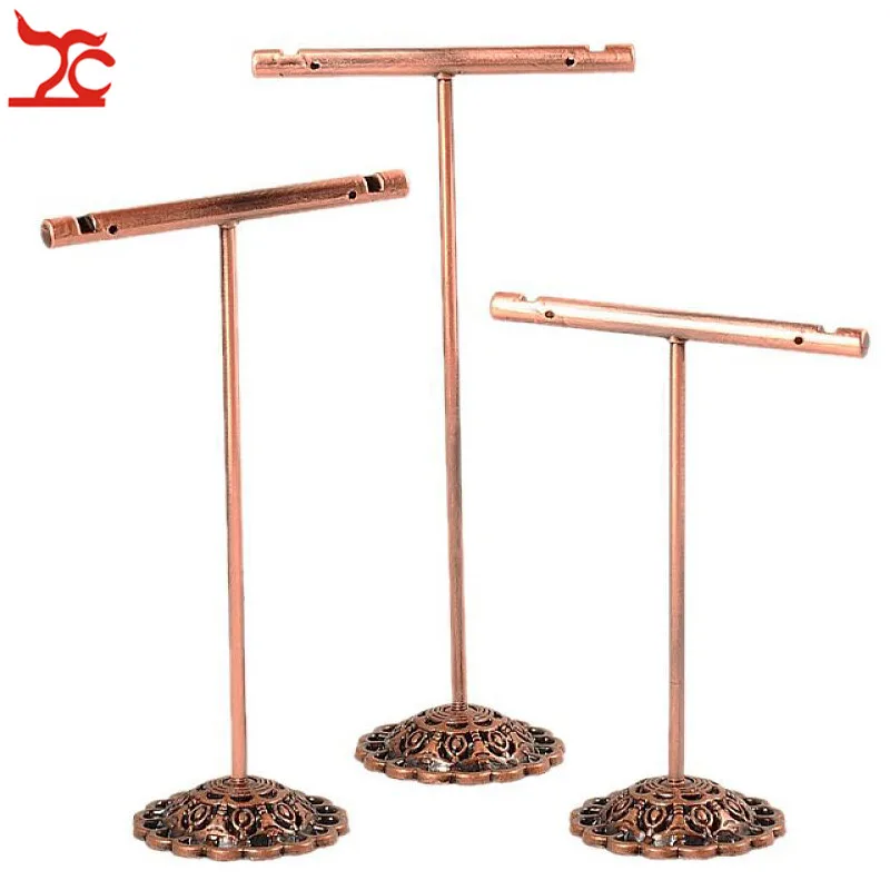 

3Pcs/Set Portable Earring Jewelry Display Rack Metal Earring Stud Necklace Organizer Ornament T Bar Hanger Showcase Holder Stand