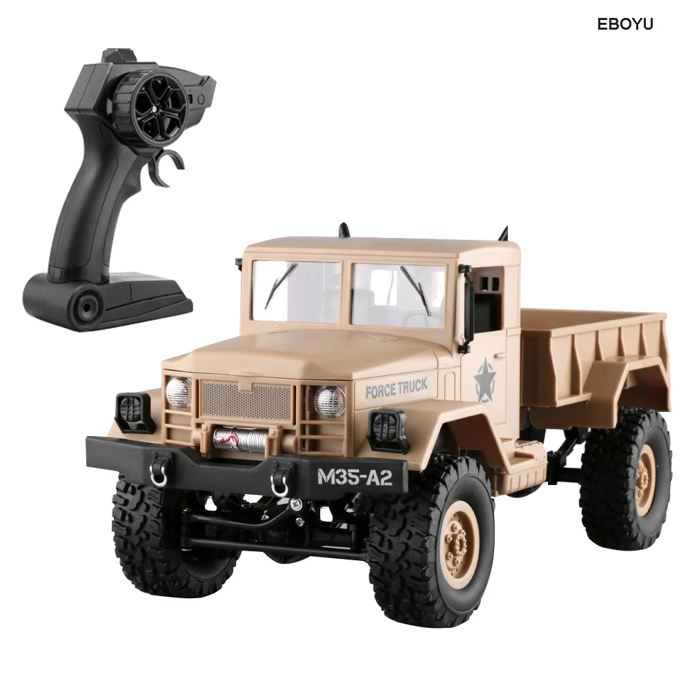 EBOYU FY001A 2,4 ГГц 1/16 4WD внедорожных RC грузовик с передней свет щеткой военный грузовик RTR