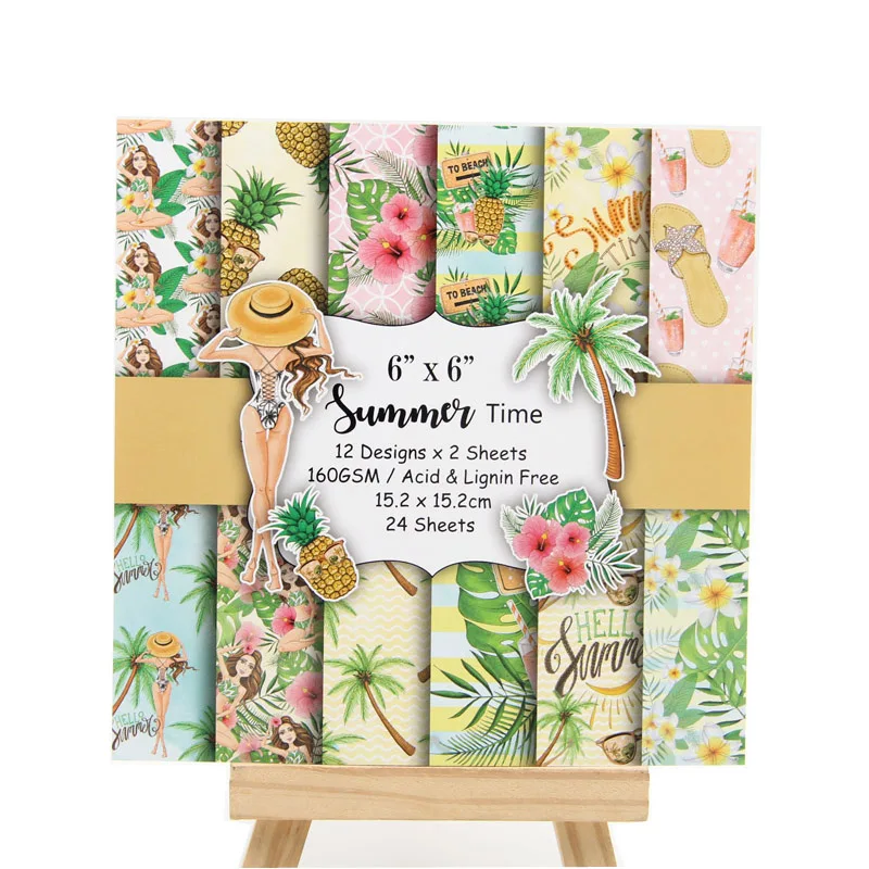 

KLJUYP 12 Sheets Summer Time Scrapbooking Pads Paper Origami Art Background Paper Card Making DIY Scrapbook Paper Craft