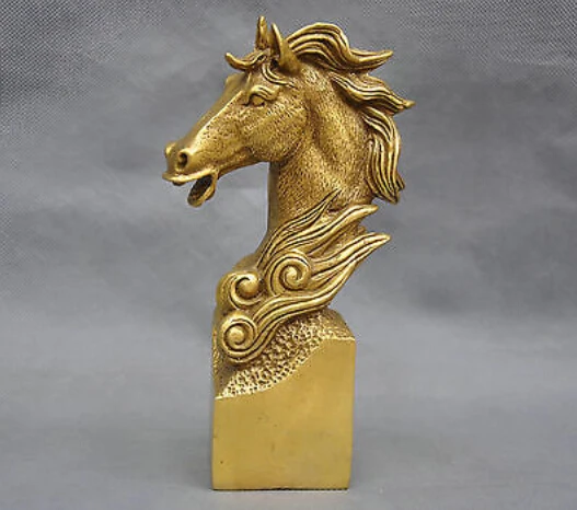 

8'' China Zodiac Horse Head Bust Bronze Statue decoration bronze factory outlets