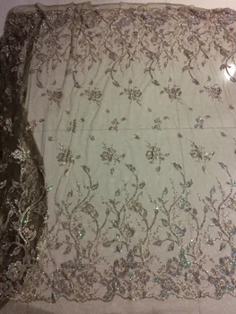 

Hot selling Cyndi-101067 glued glitter sequins lace fabric African French net tulle Lace Fabric for party