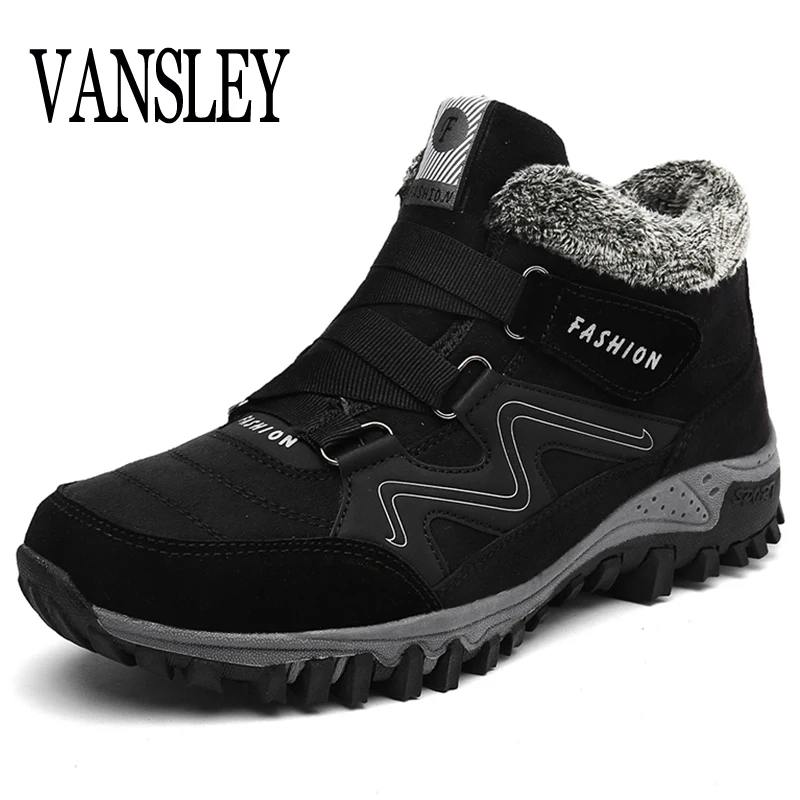 Meilleur Hiver Hommes Faux Suede de Travail De Fourrure Chaud Cheville Bottes Hommes En Cuir Mocassin Marque Mâle Hiver Hommes Cheville Bottes Cowboy Étanche