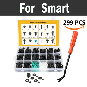 

299pcs Car Push Pin Rivet Panel Trim Clips Kit,18 Most Popular Rivets For Smart Forfour Fortwo Roadster Clip Trim Kit