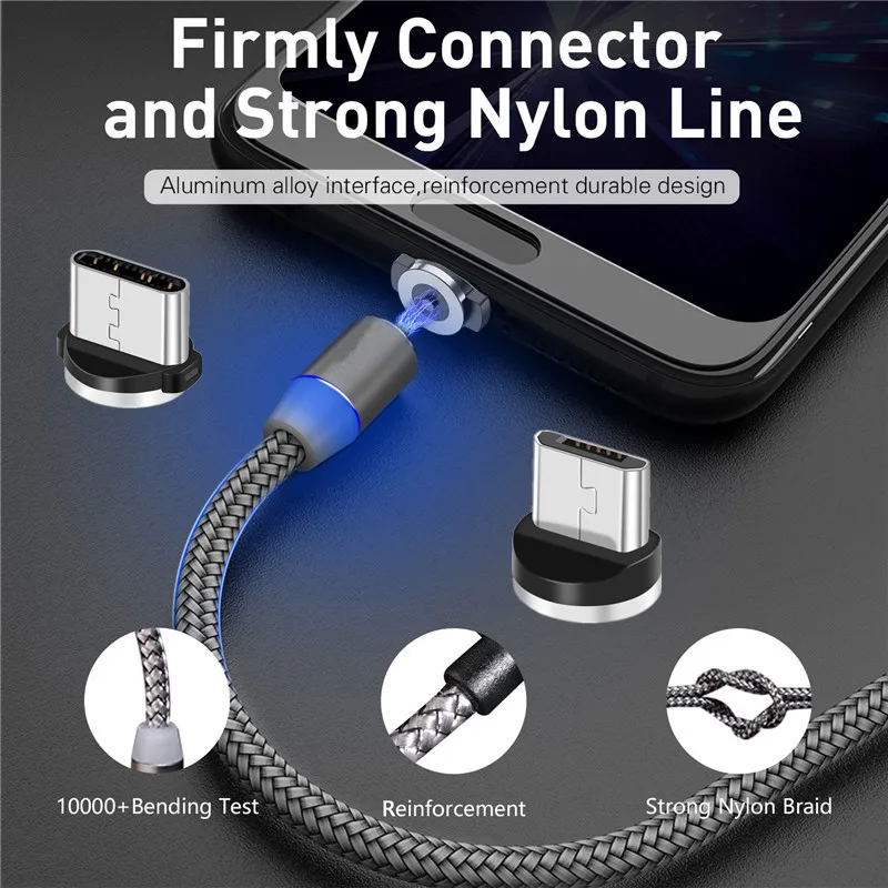 

For Samsung S10 S9 S8 A5 A7 A40 M10 Magnetic Cable & Micro Type C Cable Magnet Charger For Xiaomi Mi 9T 8 lite A2 Redmi 5 Note 7
