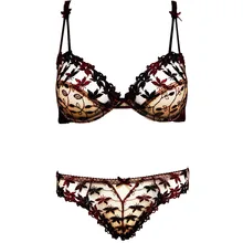 Высококачественное женское нижнее белье, ультратонкое, 3 цвета, комплект из бюстгальтера+ трусиков, прозрачное, цветочное, кружевное, сексуальное нижнее белье, комплект нижнего белья