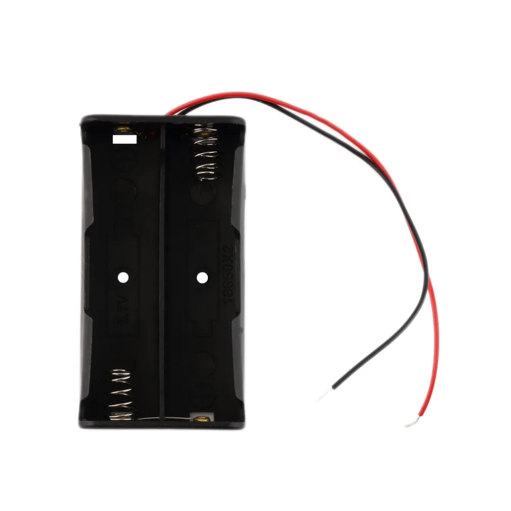 

Universal Plastic Battery Storage Box Case for 2 x 18650 Box Holder Black With Wire Leads