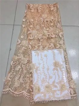 

Luxury wedding/party beaded French net lace fabric embroidery tulle cloth for making dress PNZ582