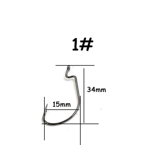 JOHNCOO 10 шт. рыболовные крючки из высокоуглеродистой стали, широкий крючок, острые Крючки 4#2#1#2/0# Мягкая приманка, одинарный колючий крючок - Цвет: A