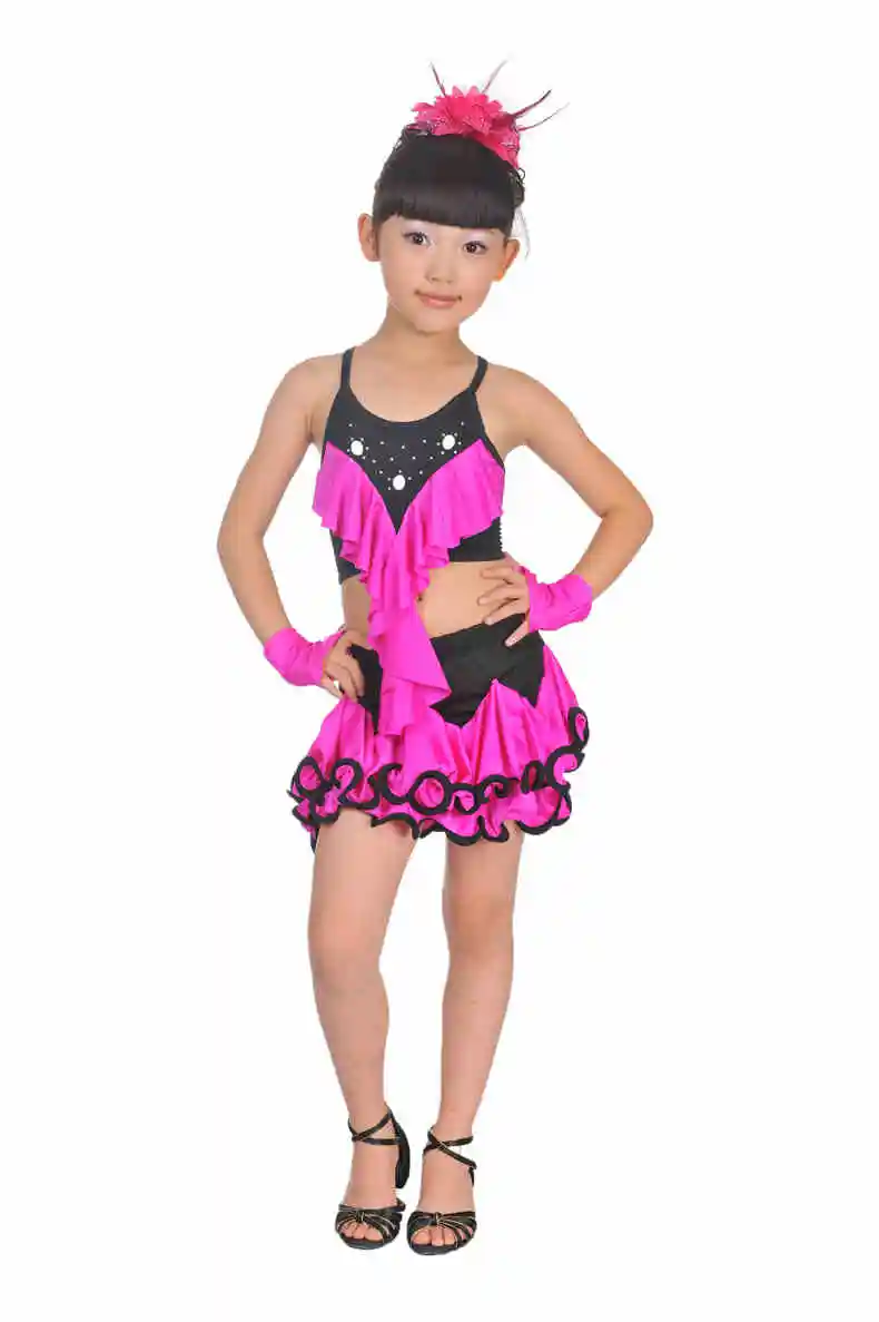 Новое Детское танцевальное платье для латинских танцев для девочек, балетное платье для занятий латинскими танцами, платье для гимнастики, Одежда для танцев для девочек