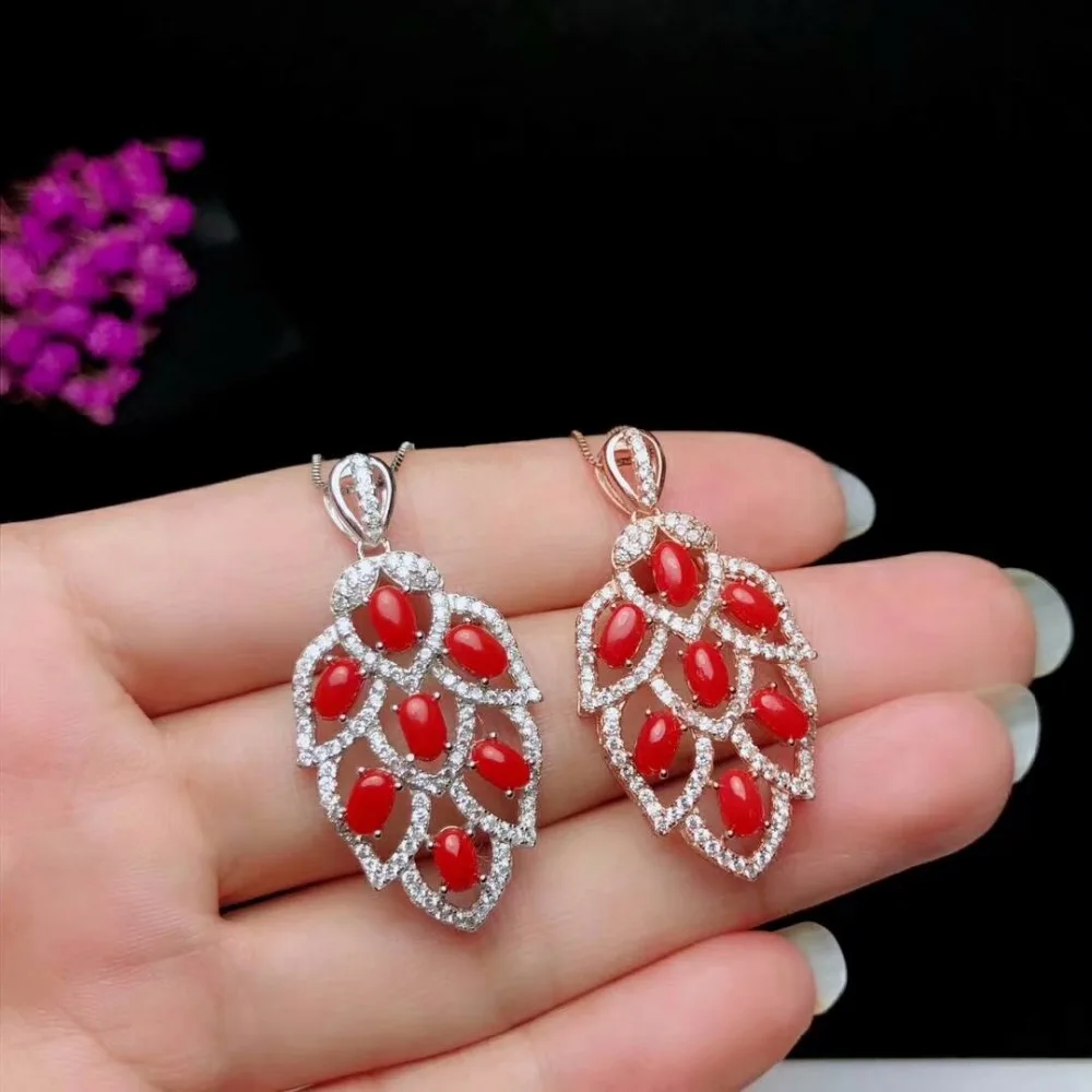 Shilovem 925 Стерлинговое Серебро натуральные красные коралловые подвеска с черным коженным ремешком женские модные отправить ожерелье Рождественский подарок yhz009agsh