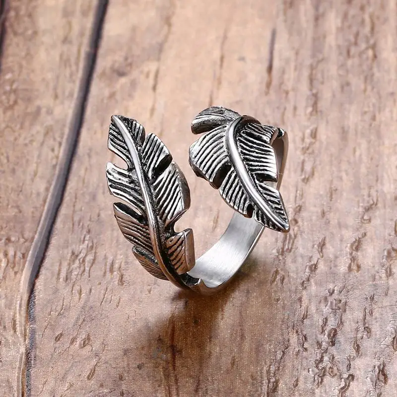 Мужское Винтажное кольцо из нержавеющей стали с перьями|ring stainless steel|mens rings steelring |