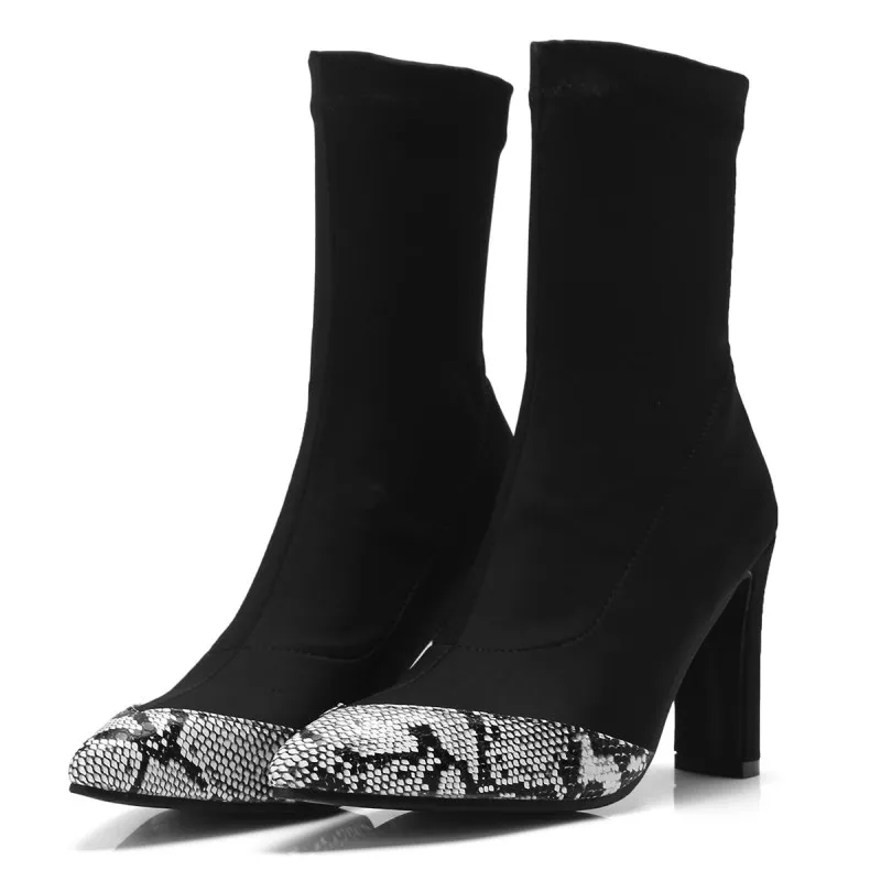 

SAILING LU High Heels Lycra Boot Autumn Women Sexy Pointy Toe Stocking Sock Shoes Elastic Serpentine Pumps Plus Size 43 XWX7358