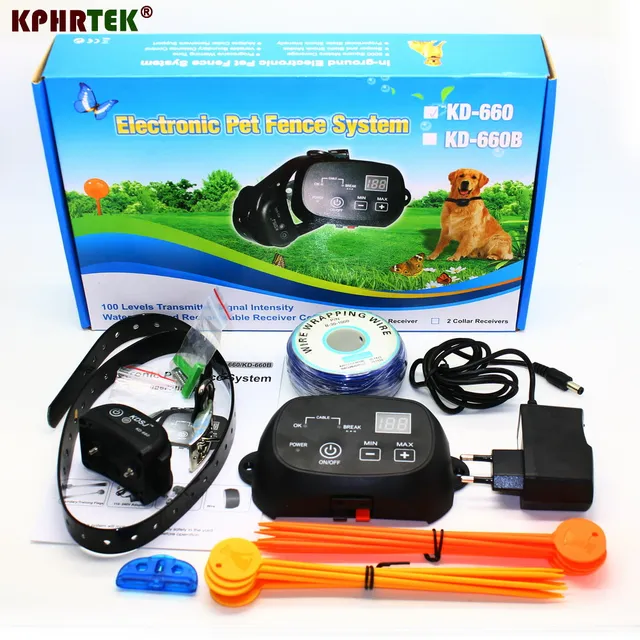 KD660 Rechargeable Pet Electronic Fence Fencing System 1/2 Dog Shock Collars 1