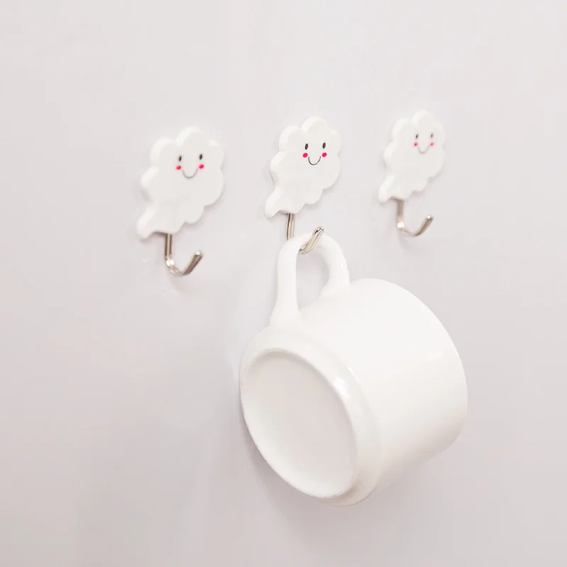 

3Pcs Self Bathroom Kitchen Clouds Hanger Adhesive Hooks Stick on Wall Hanging Door Clothes Towel Holder Racks Hooks for Hanging