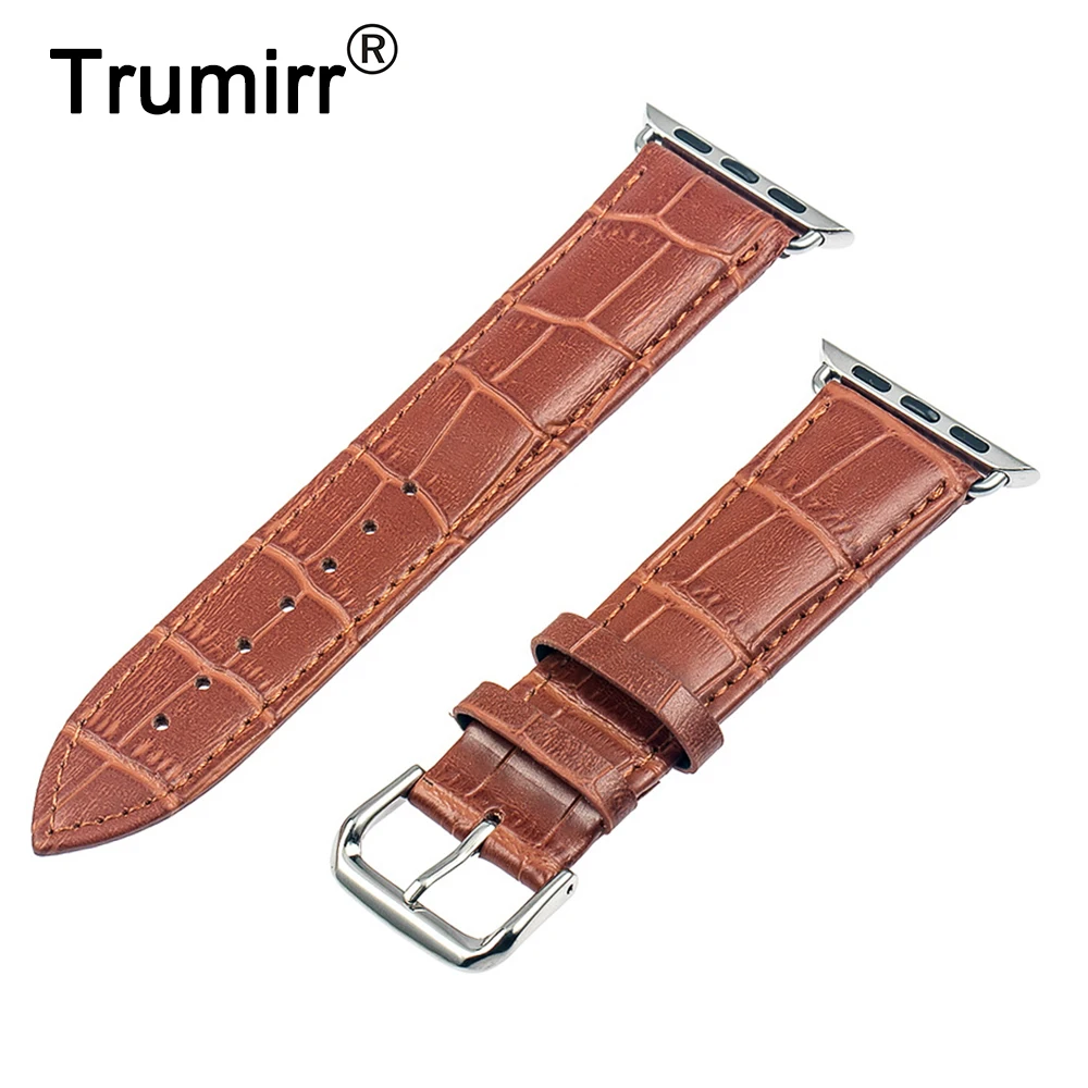 

22mm 24mm Genuine Leather Watch Band Strap Bracelet with Link Connector Adapter for iWatch Apple Watch Sport Edition 38mm 42mm