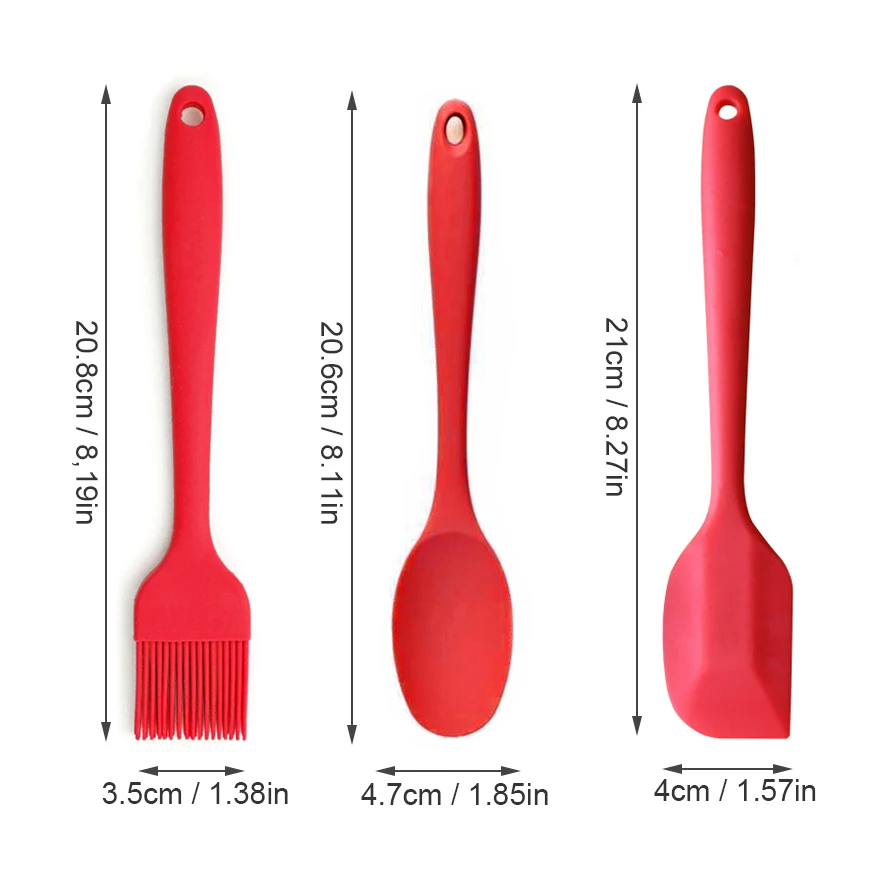 MOSEKO 3pc/set Silicone Baking Tool Pastry Butter Cream Spatula Scraper Oil Brush Mixing Spoon Cake Cooking DIY Decorating Tools MOSEKO 3pc/set Silicone Baking Tool Pastry Butter Cream Spatula Scraper Oil Brush Mixing Spoon Cake Cooking DIY Decorating Tools