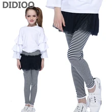 Леггинсы для девочек, детские штаны, полосатые штаны для девочек, хлопковые леггинсы, подростковые обтягивающие штаны, для 4, 8, 9, 10, 14 лет, детские брюки-кюлоты