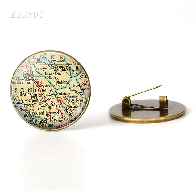Us 089 50 Offvintage World Map Brooch Pins Globe World City Map Jewelry Glass Tile Pins New York California Boston Map Badge For Men Women In