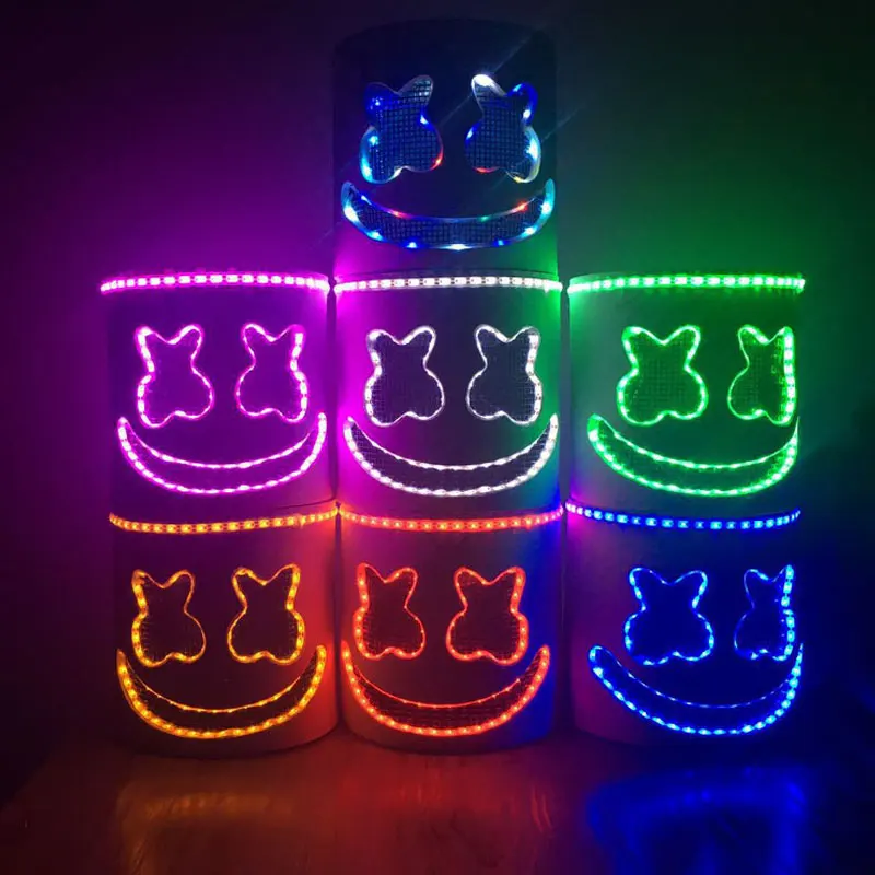 

Flash Type!!!PVC Marshmallow Helmet DJ Marshmallow Mask Concert Props Future Bass Music Fans Prop Bars Prop Without LED