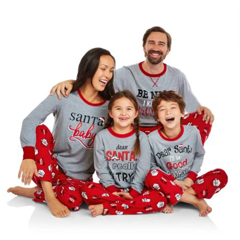 Stylish 2017 Brand New Whole Family Matching Christmas Pajamas Sets Red Plaid Kids Parents