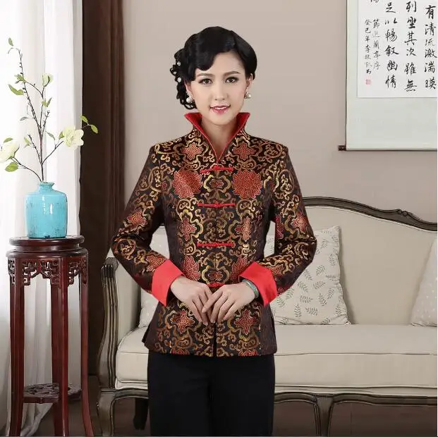 Китайская традиционная куртка Женская атласная куртка повседневный костюм Размер M-3