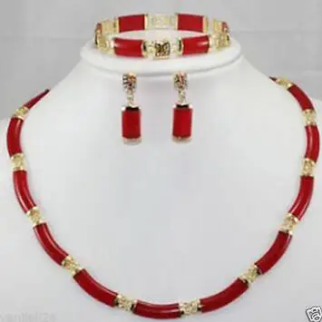 

Free Shipping >> noblest red jade necklace bracelet earring sets tf7hd