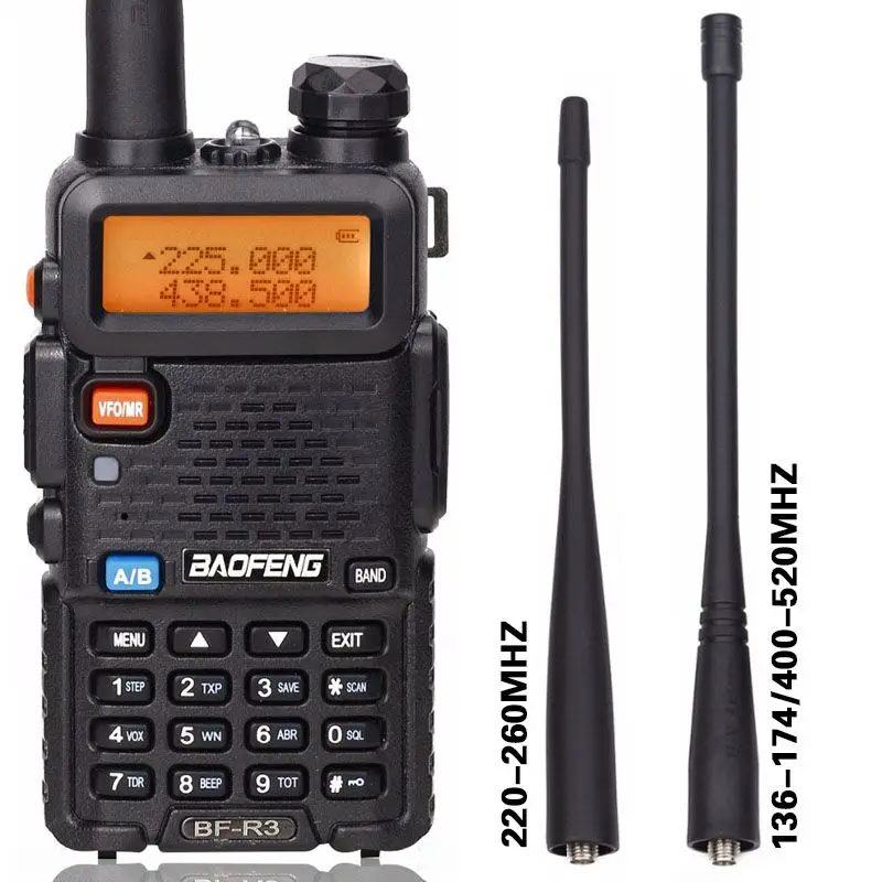 BaoFeng BF-R3 трехдиапазонная рация ham 136-174Mhz 220-260Mhz& 400-520Mhz amatuer портативная двухсторонняя рация UV-5R - Цвет: 1800mah version