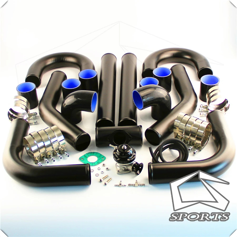 

2.25" 57mm Universal Intercooler Pipe Piping Kit + BOV Turbo Blow Off Valve Kit Black