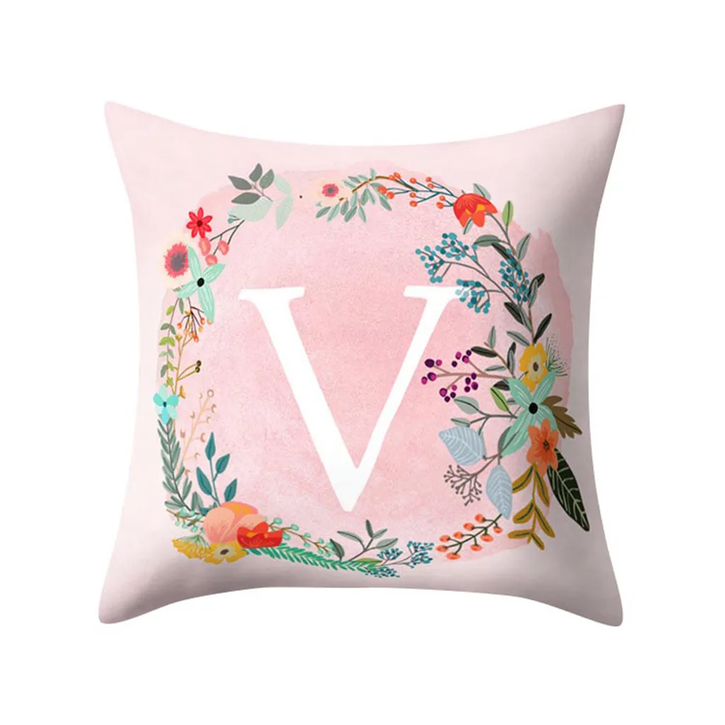 

decorative cushions for sofa 2019 English Alphabet Pillow Print Cushion Flower Pillowcase Room Decoration coussin decoratif