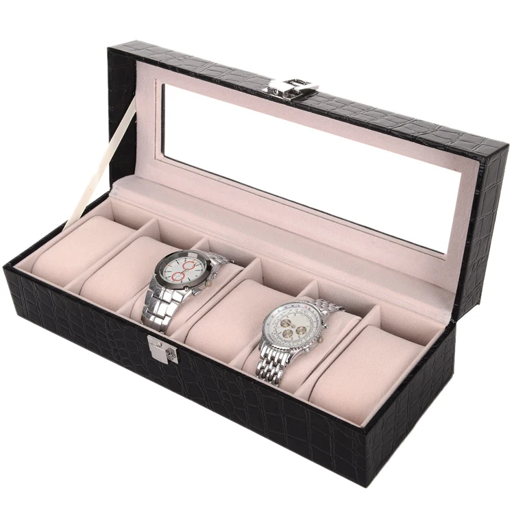 Коробка для хранения ювелирных изделий из крокодиловой кожи, коробка для ювелирных изделий, можно увидеть в коробке унисекс для часов