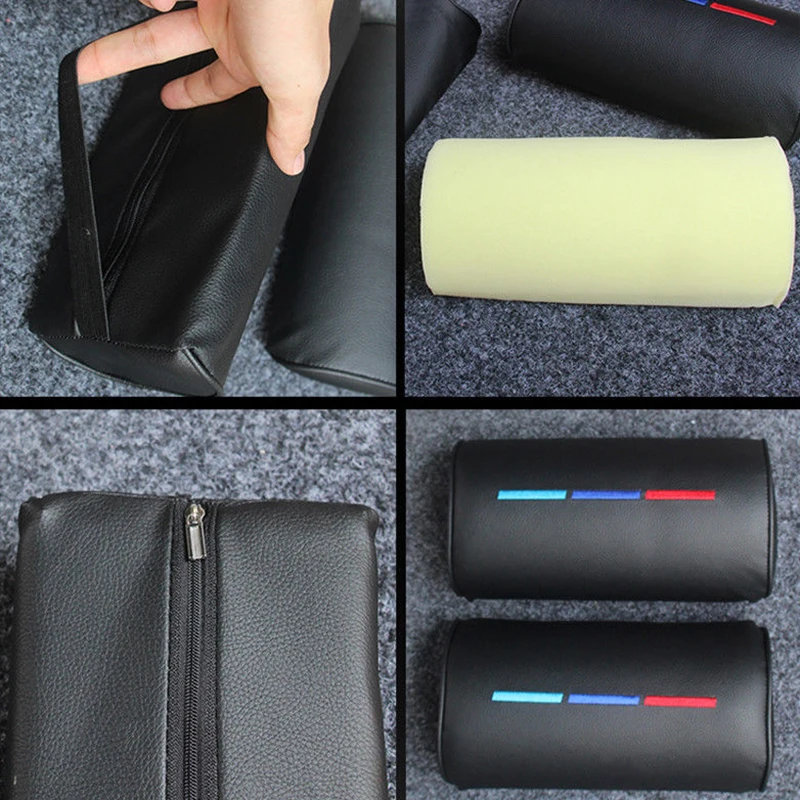 

Black Pillow Head Car Neck Protection Soft Foam Leather Cushion Pad 23*12.5cm Auto Comfortable
