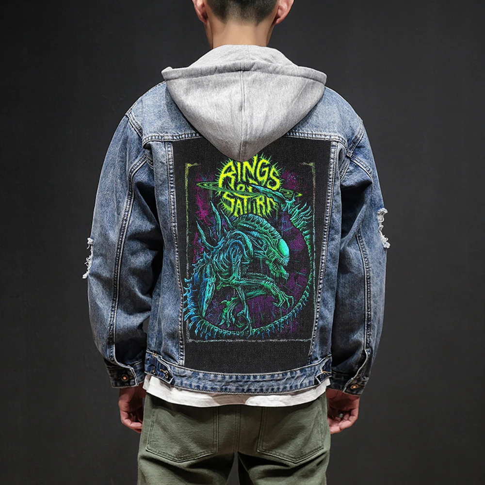

Bloodhoof Store Rings of Saturn Rock And Roll Death Heavy Hardcore Punk Style Patch Designs Denim Jeans mens Jackets And Coats