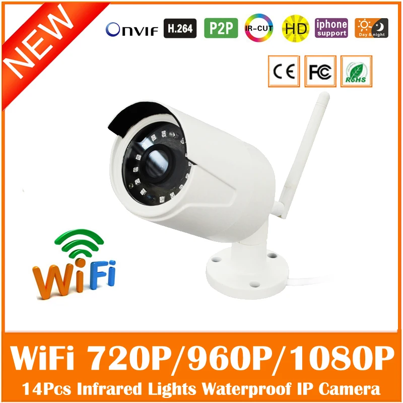  Hd Wifi Ip Camera 2.0mp Outdoor Waterproof Security Surveillance Cctv Cmos Infrared Night Vision White Webcam Freeshipping Hot  