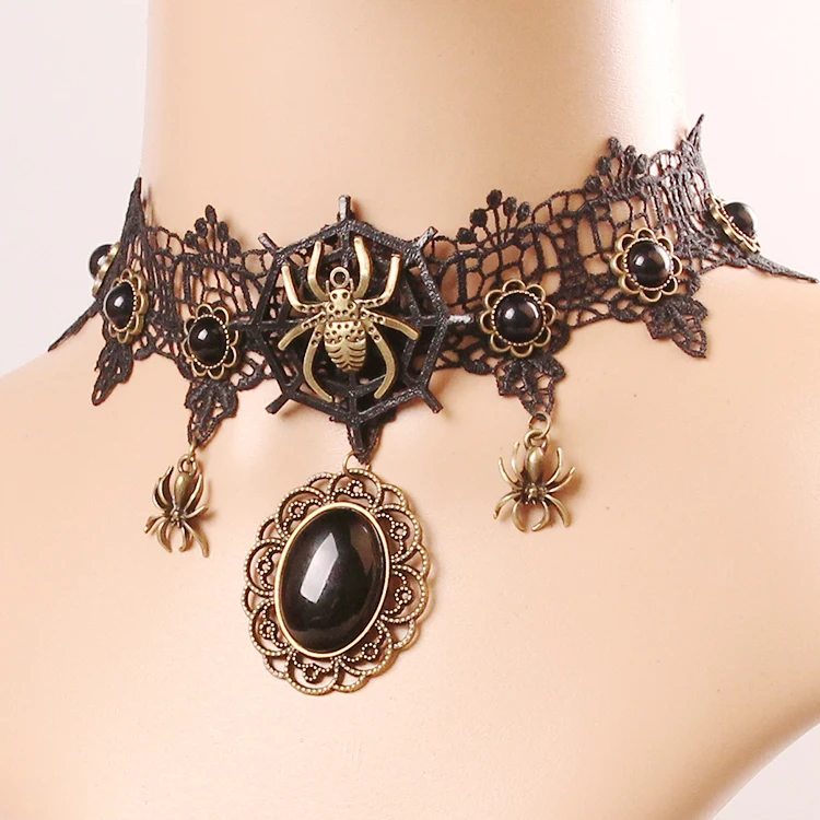 Halloween Handmade necklace women punk necklace the spider jewelry