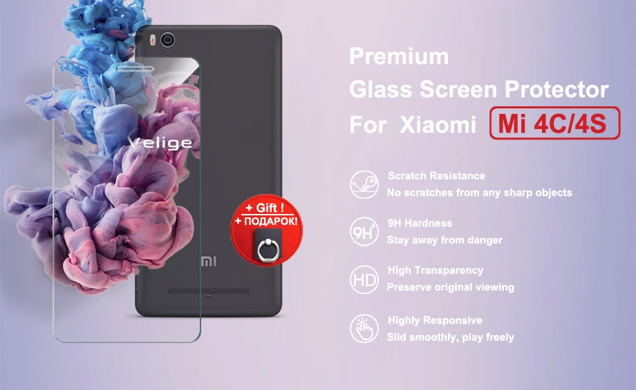 Velige 9H Tempered Glass for Xiaomi Mi 4C Mi4C Screen Protector 0.3mm Ultra Thin Anti-Scratch Glass Film (5)