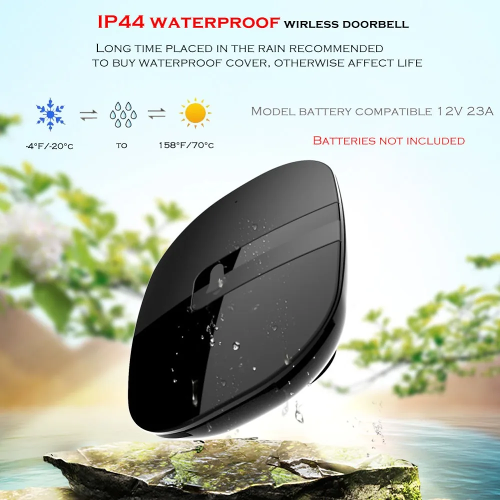 SMATRUL New Waterproof Wireless Doorbell EU US Plug 350M Remote smart Door Bell Chime ring Slim 1 2 button 1 2 receiver no battery 4