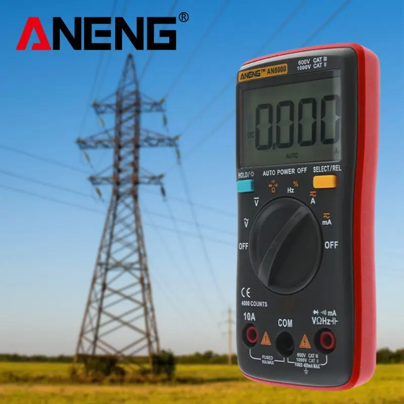 

AN8000 Digital Multimeter LCD Display 4000 Counts Backlight AC/DC Ammeter Voltmeter Ohm Meter Tester -DR56O