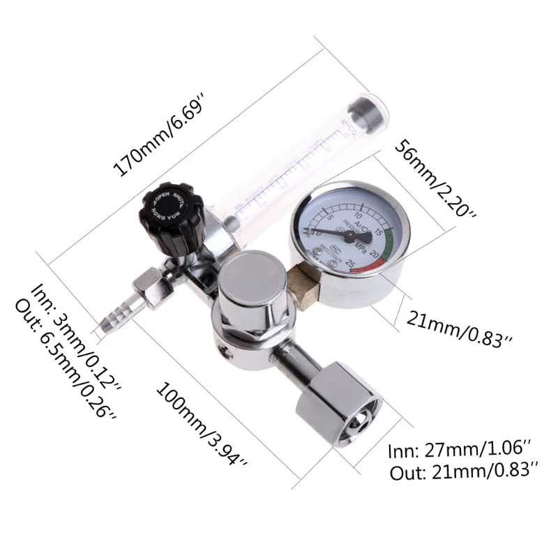 0 25Mpa аргоновый регулятор CO2 Mig Tig расходомер газовый сварочный манометр редуктор