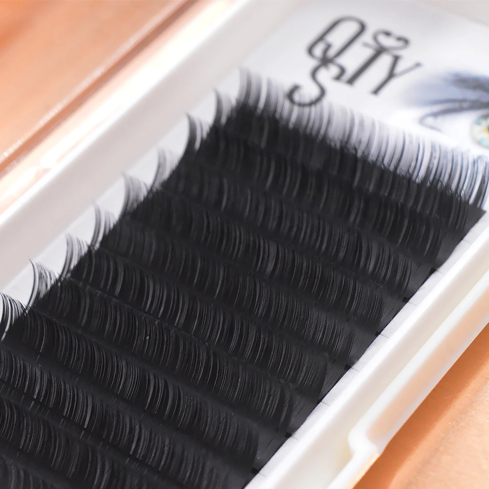 QSTY Individual false mink silk lashes eye lash extensions J B C Dcurl mix length makeup 2