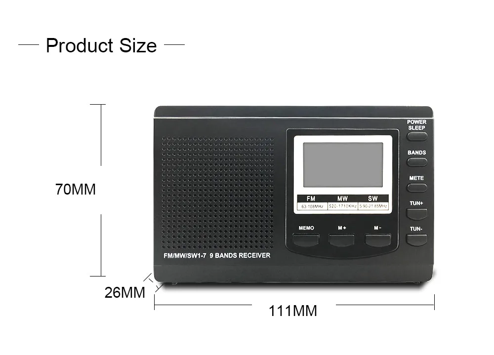 Портативный мини fm-радио приемник SW/MW цифровой радио встроенный динамик с ЖК-дисплеем Высокое качество радио комплекты