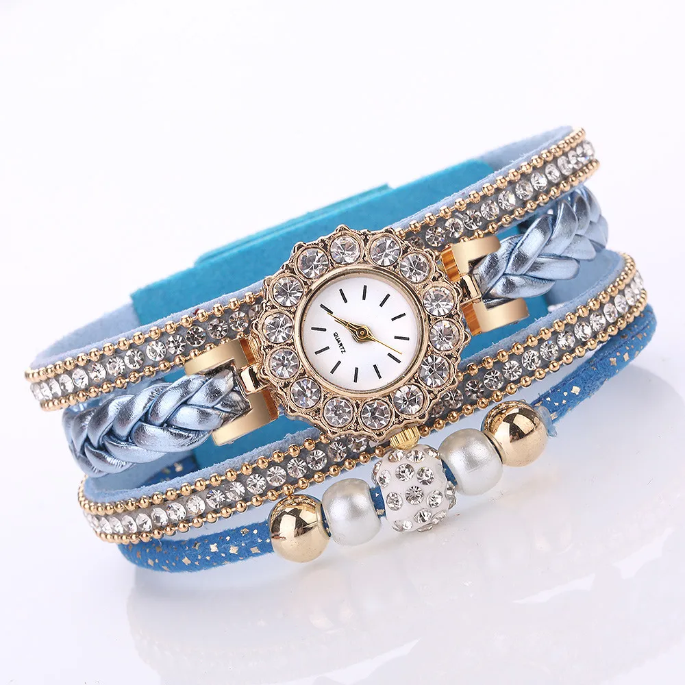 

#5001Women Watches Fashion Vintage Weave Wrap Quartz Wrist Watch Bracelet For Ladies reloj mujer New Freeshipping Hot Sales