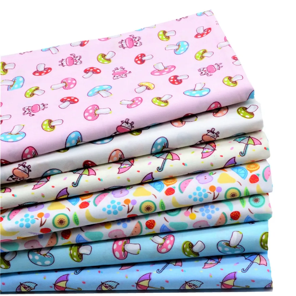 

7pcs/Lot 40*50cm Cartoon Series 100% cotton fabric patchwork fabric Bundle tilda fabric for sewing Diy cloth