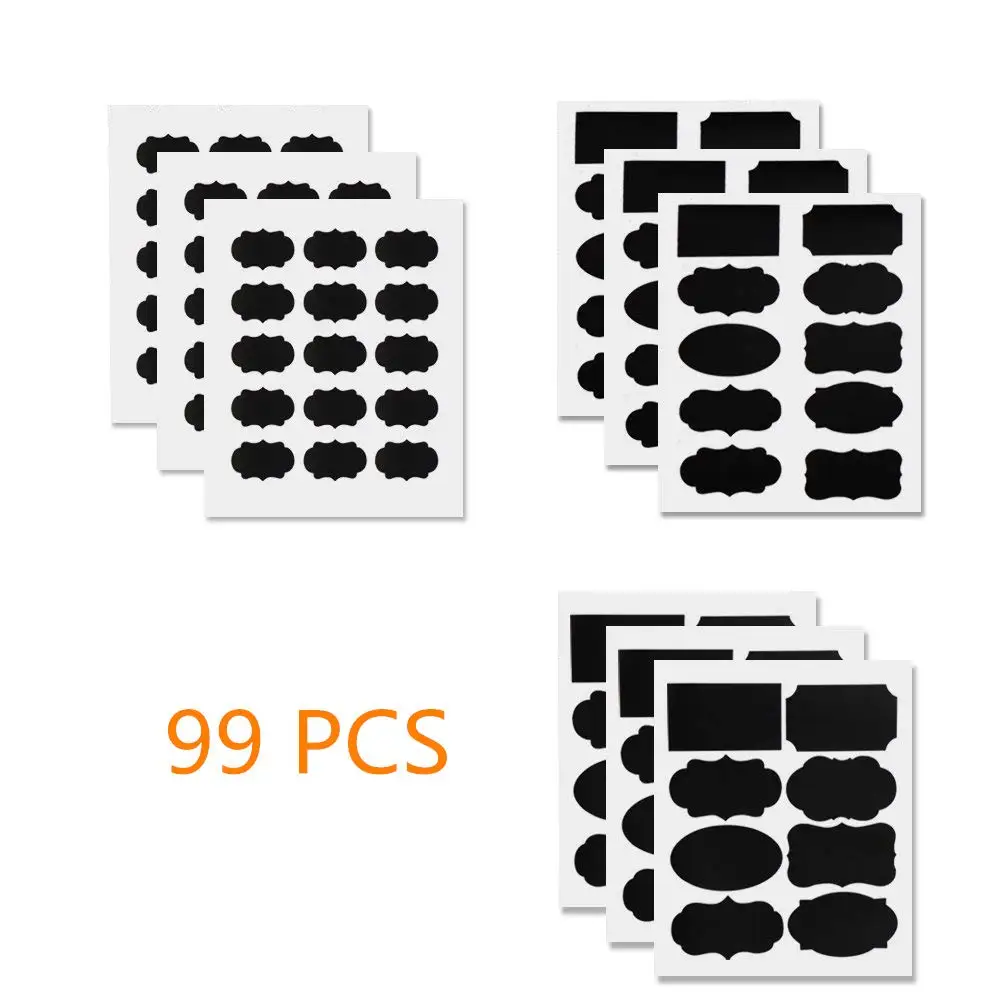 

Chalkboard Labels Bundle 99 pcs Stickers with Chalk Marker for Mason Jars Large Reusable Blackboard Labels Stickers