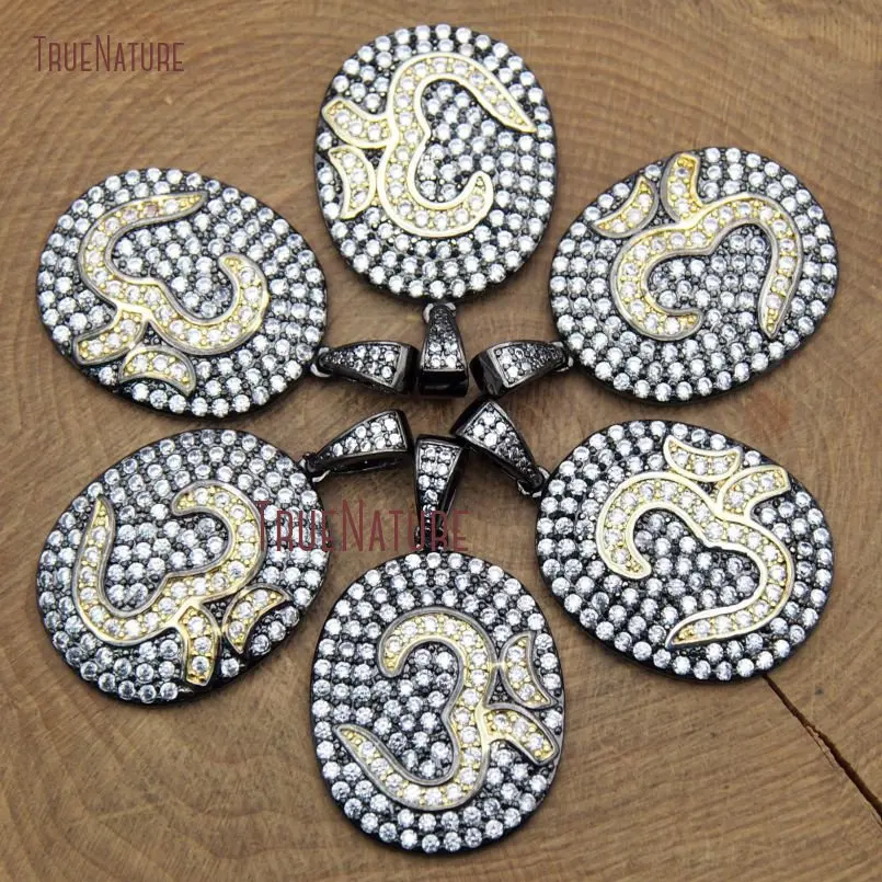 20171215-PM9188- Copper Pendant Mantra Micro Pave  Clear  Czech Zircon Gunmetal Oval Shaped Pendant_4