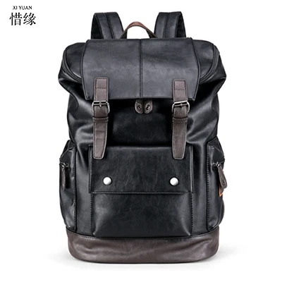 Famoso estilo de marca pu cuero escuela mochila para la universidad simple diseño hombres casual mochila Hombre Nuevo