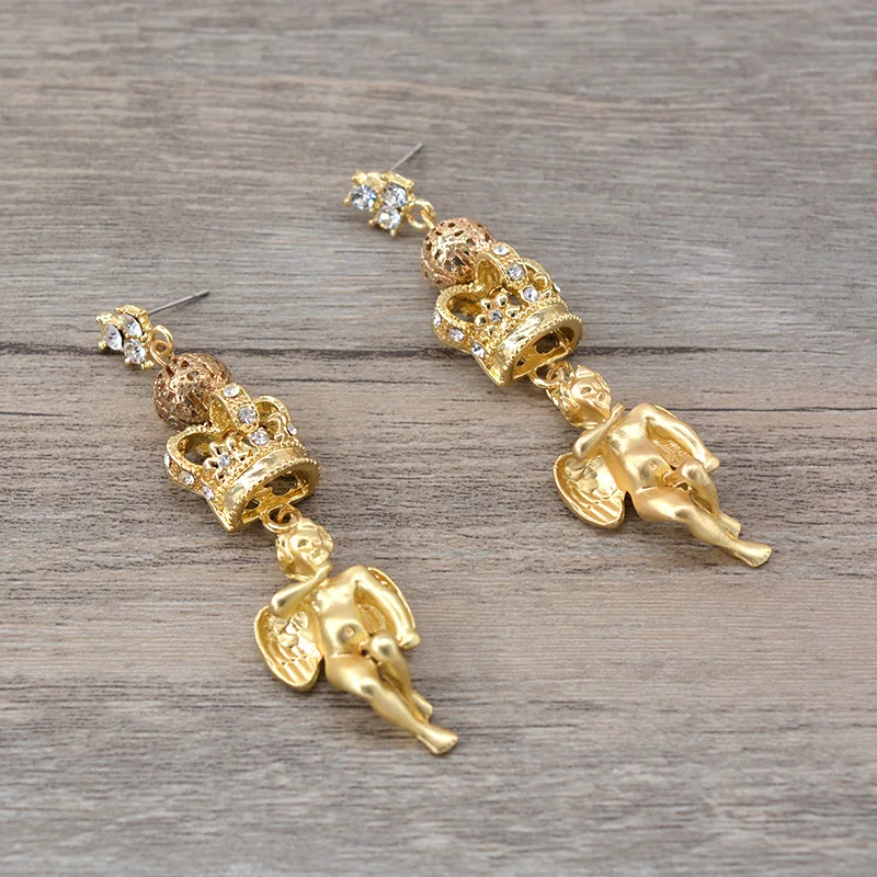 Classic Crown Angel long Earrings for women