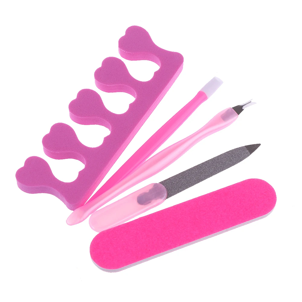 5 Pcs/Set Nail Art Cuticle Fork Pusher Stick Pedicure Files Toe Finger