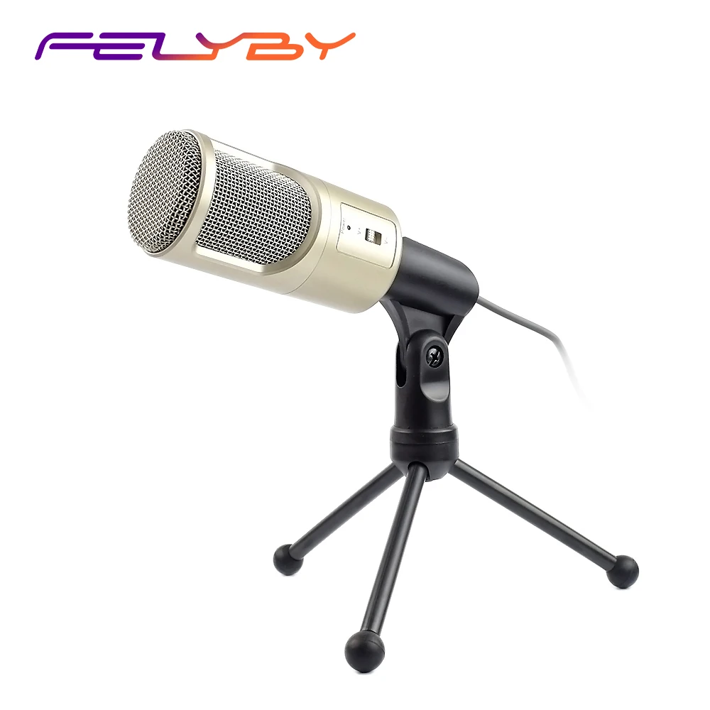 

New SF-960 Microphone 3.5mm Interface Computer Microphone Capacitor with Bracket Game Chat Song with usb sound card selection