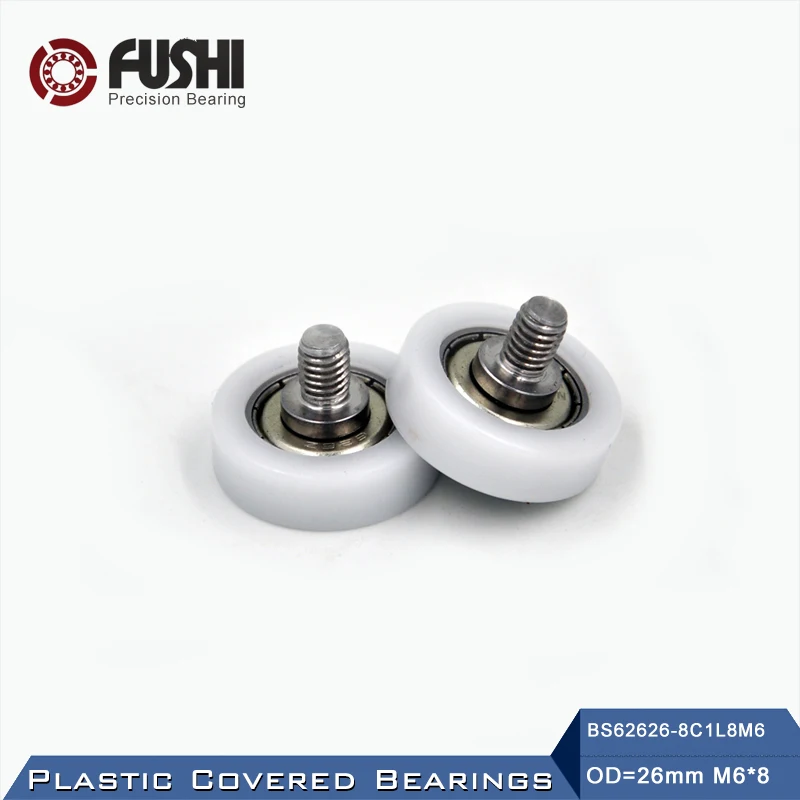 626ZZ Screw Pulley Bearing OD 26 mm M6*8 ( 2 PCS ) Doors and Windows Roller Mute Wheel POM 626 Plastic Covered Bearings | Обустройство