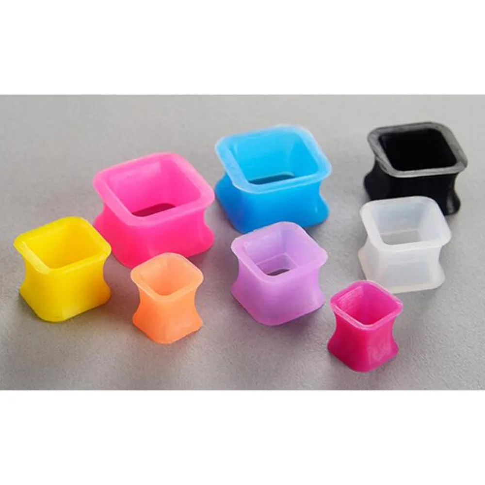

1Pair Square Silicone Flexible Thin Double Flared Ear Plugs Flesh Tunnel Ear Gauge Expander Stretcher Earrings Ear Piercing